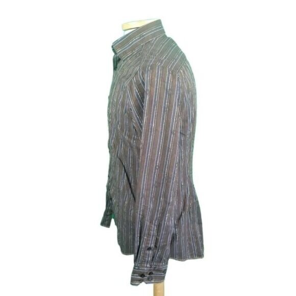 Bugatchi Uomo Medium Multi Color Stripe Long Sleeve Button Front Cotton Shirt. - Picture 6 of 6